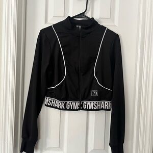 Gymshark Women's Black Gym Jacket with White Trim